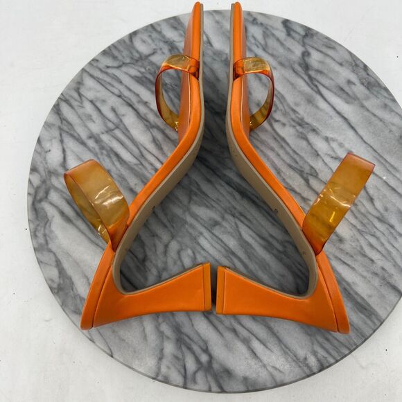 Dolce Vita Heels Womens 9 Orange Novah Angular Slip On Vinyl Transparent Straps - Picture 7 of 11